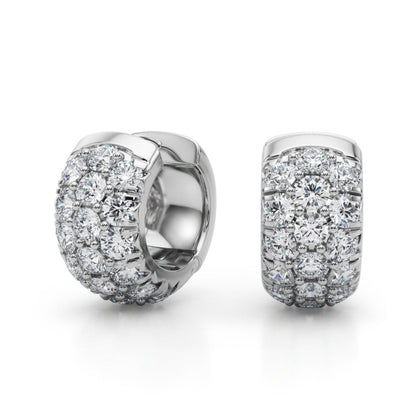 Three-Row Diamond Huggie Earrings – 3.04 ct