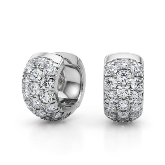 Three-Row Diamond Huggie Earrings – 3.04 ct