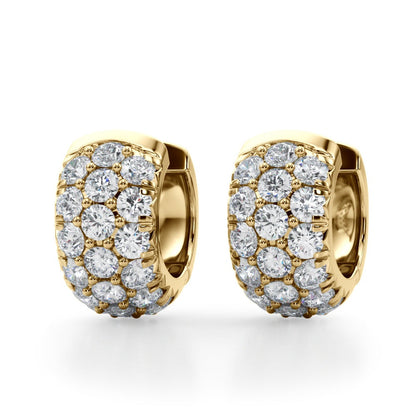 Three-Row Diamond Huggie Earrings – 3.04 ct