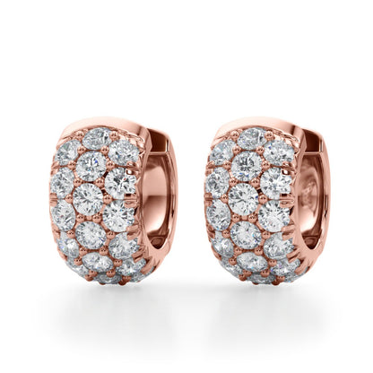 Three-Row Diamond Huggie Earrings – 3.04 ct