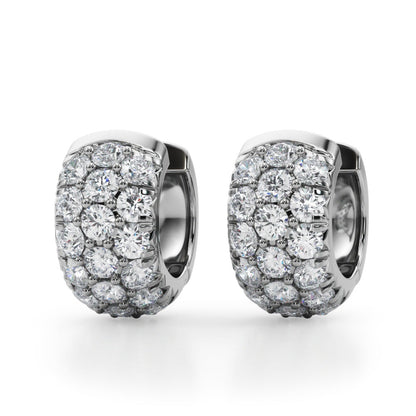 Three-Row Diamond Huggie Earrings – 3.04 ct
