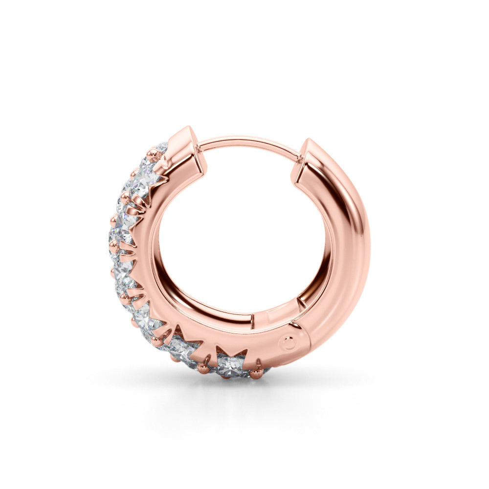 Three-Row Diamond Huggie Earrings – 3.04 ct