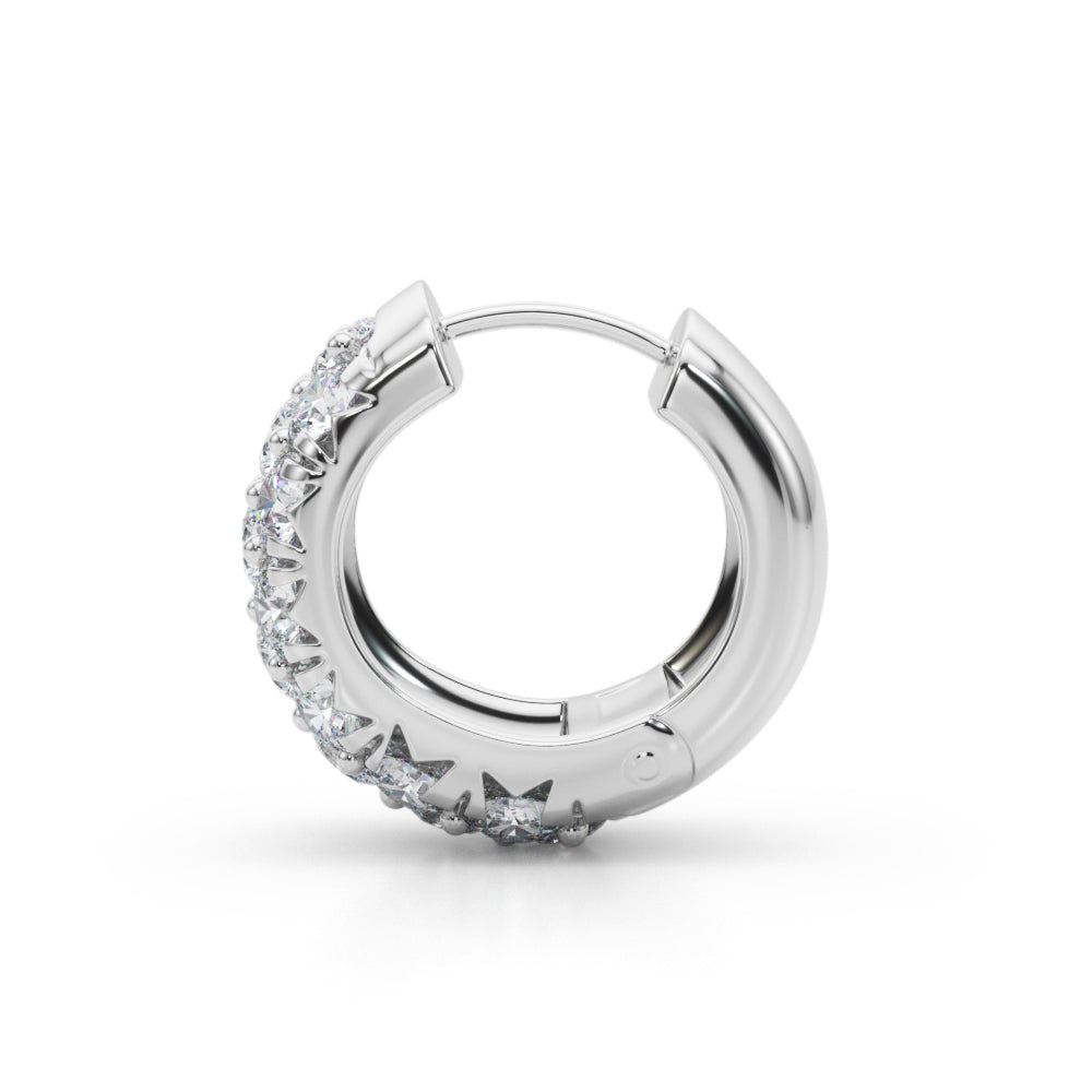 Three-Row Diamond Huggie Earrings – 3.04 ct