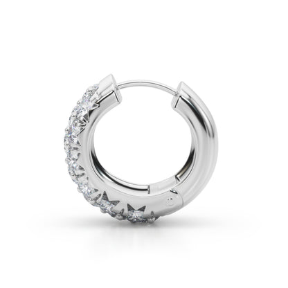 Three-Row Diamond Huggie Earrings – 3.04 ct
