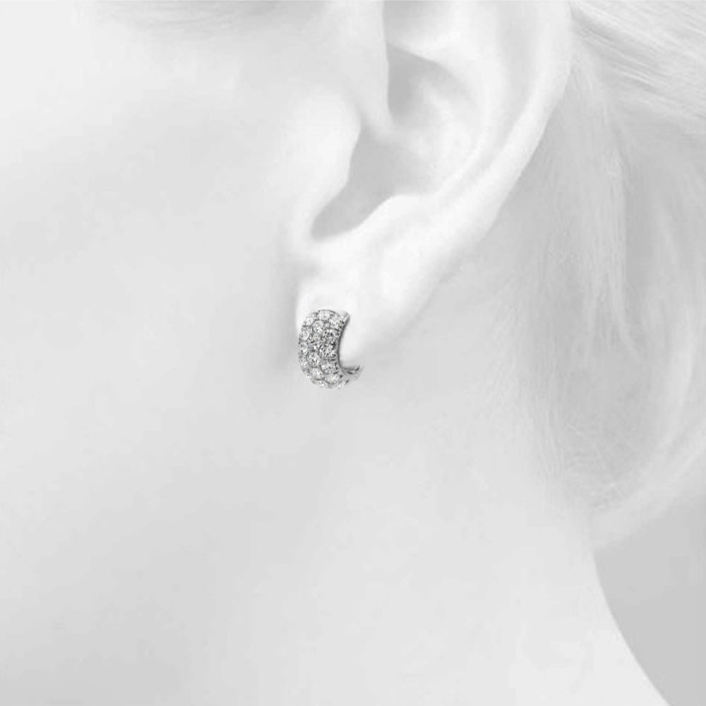 Three-Row Diamond Huggie Earrings – 3.04 ct