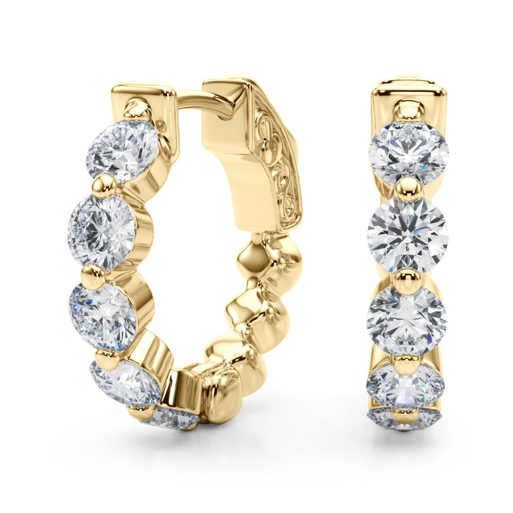 Shared-Prong Diamond Hoop Earrings – 1.00 ct