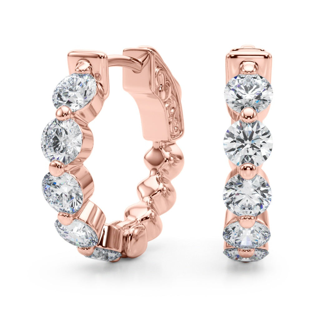 Shared-Prong Diamond Hoop Earrings – 1.00 ct
