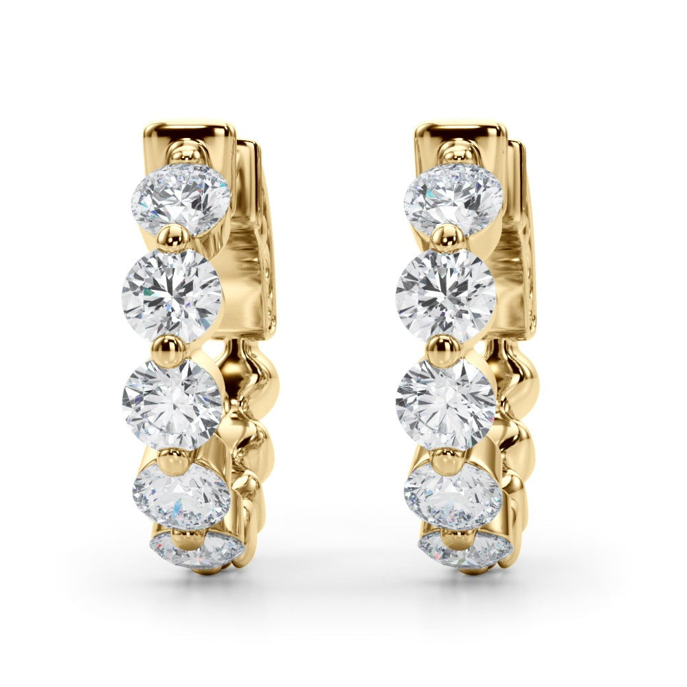 Shared-Prong Diamond Hoop Earrings – 1.00 ct