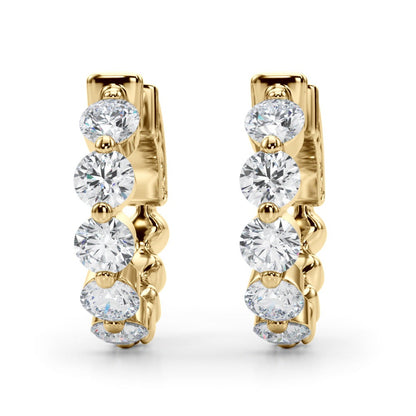 Shared-Prong Diamond Hoop Earrings – 1.00 ct