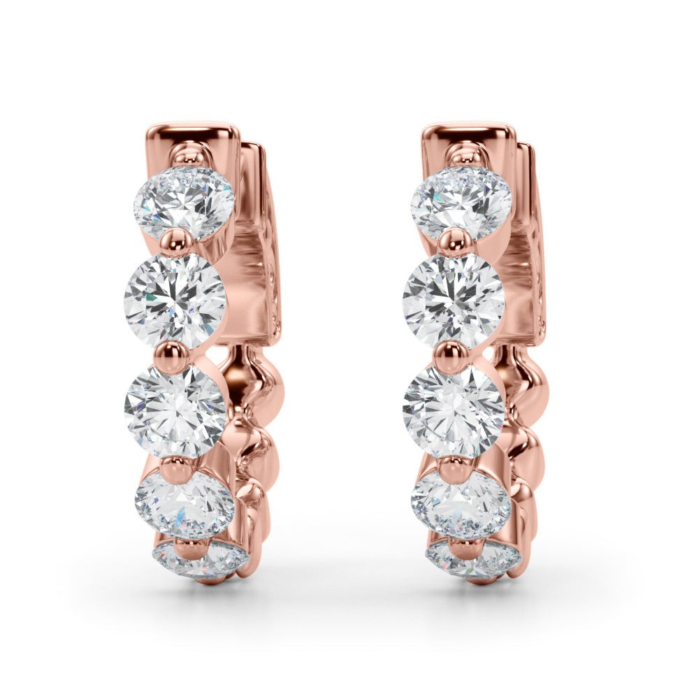 Shared-Prong Diamond Hoop Earrings – 1.00 ct