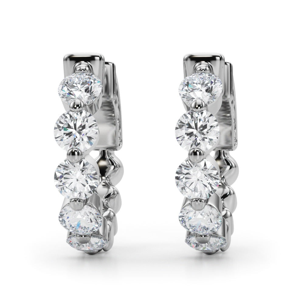 Shared-Prong Diamond Hoop Earrings – 1.00 ct