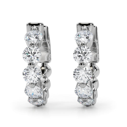 Shared-Prong Diamond Hoop Earrings – 1.00 ct