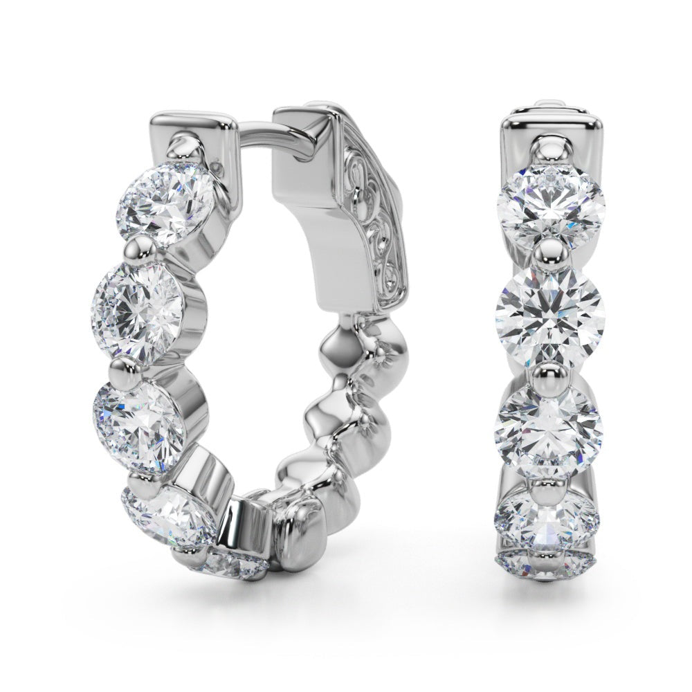 Shared-Prong Diamond Hoop Earrings – 1.00 ct