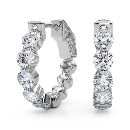 Shared-Prong Diamond Hoop Earrings – 1.00 ct