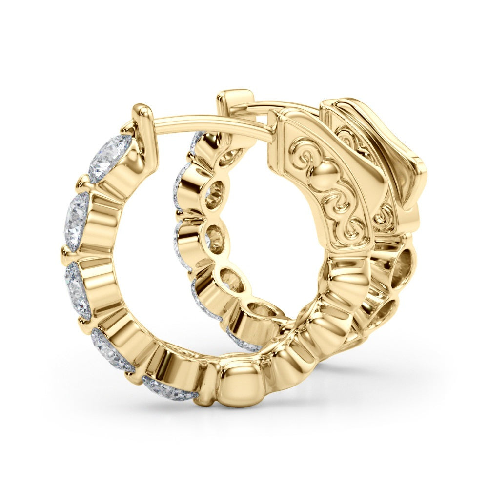 Shared-Prong Diamond Hoop Earrings – 1.00 ct