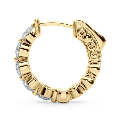 Shared-Prong Diamond Hoop Earrings – 1.00 ct