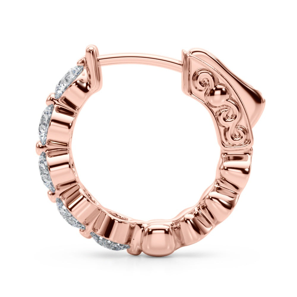 Shared-Prong Diamond Hoop Earrings – 1.00 ct