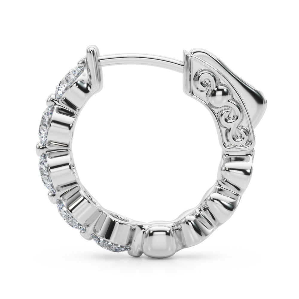 Shared-Prong Diamond Hoop Earrings – 1.00 ct
