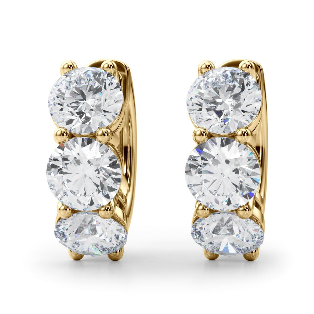 Three-Stone Diamond Huggie Earrings – 0.96 ct