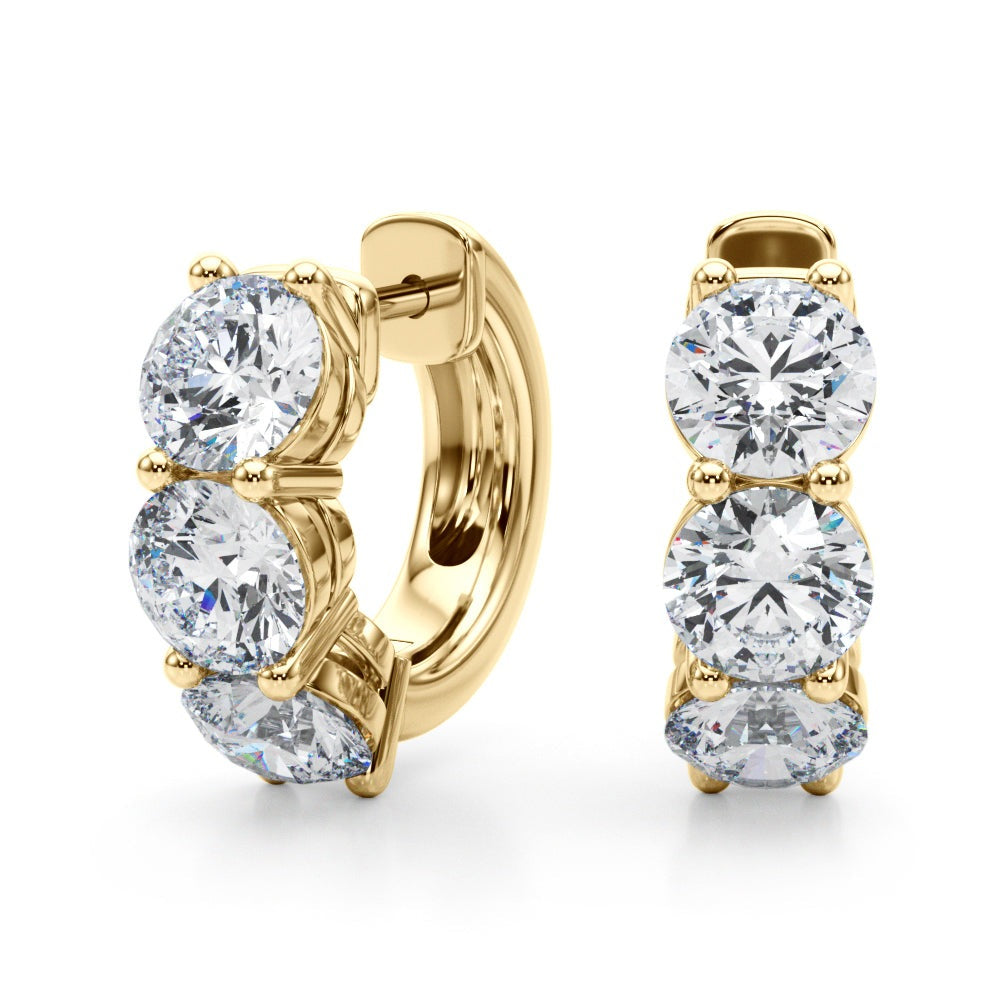 Three-Stone Diamond Huggie Earrings – 0.96 ct