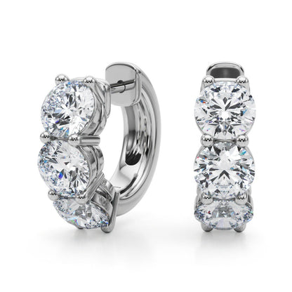 Three-Stone Diamond Huggie Earrings – 0.96 ct