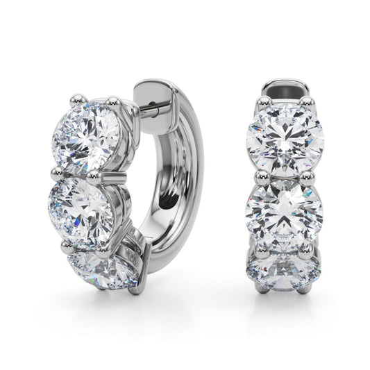 Three-Stone Diamond Huggie Earrings – 0.96 ct