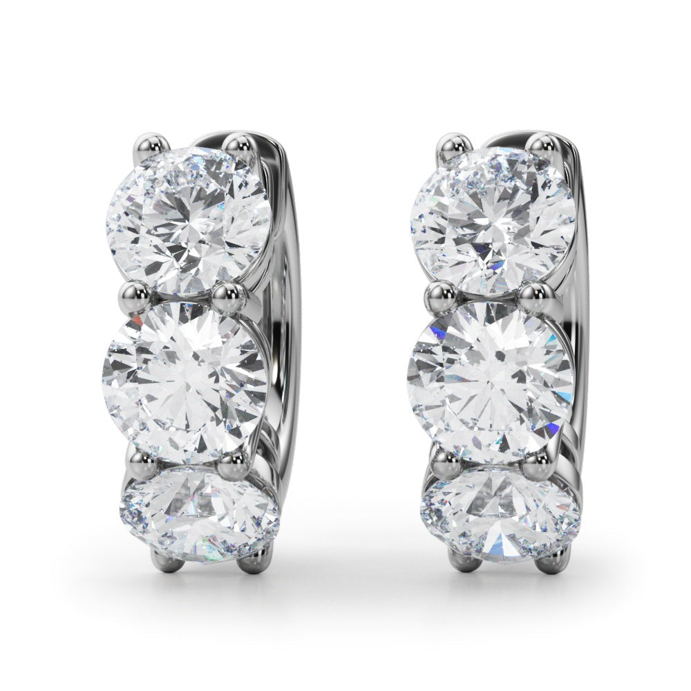 Three-Stone Diamond Huggie Earrings – 0.96 ct