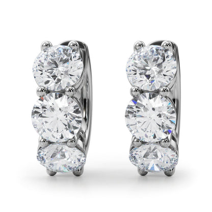 Three-Stone Diamond Huggie Earrings – 0.96 ct