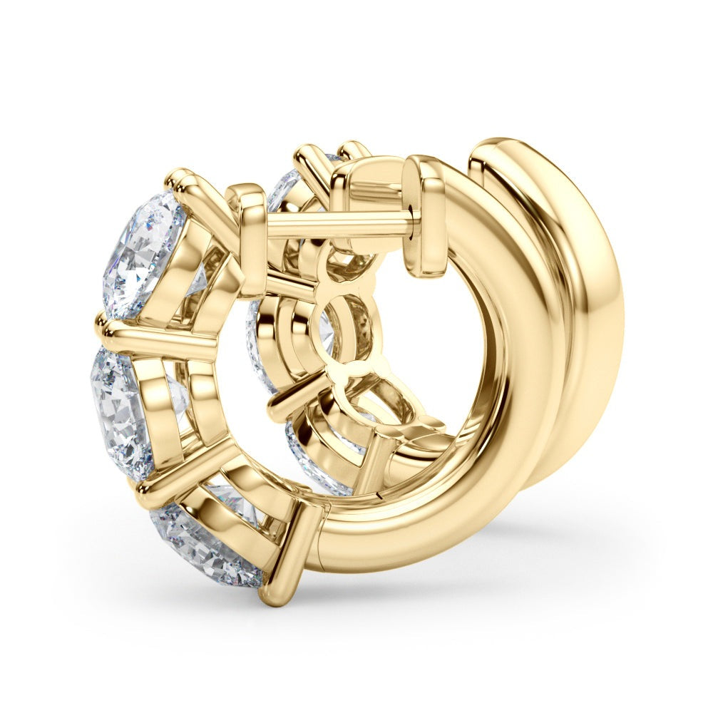 Three-Stone Diamond Huggie Earrings – 0.96 ct