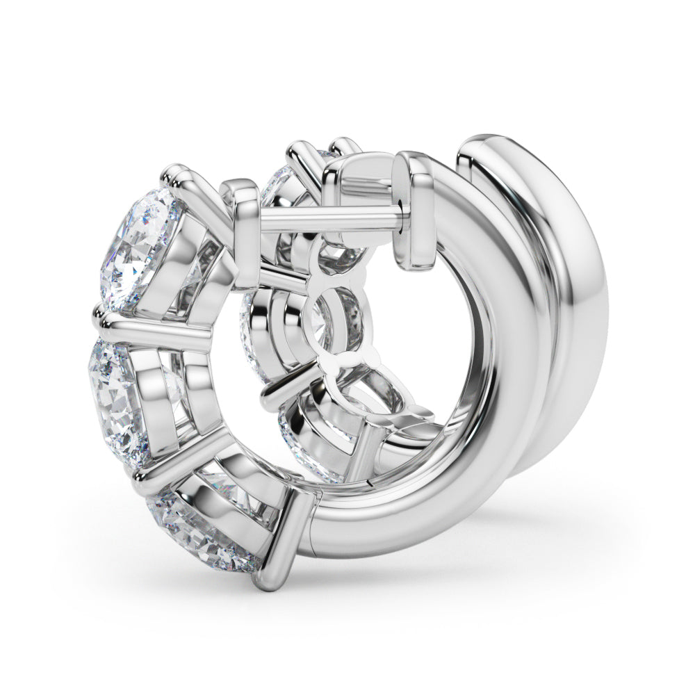 Three-Stone Diamond Huggie Earrings – 0.96 ct