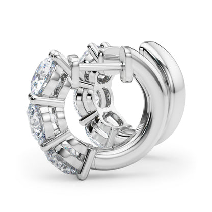 Three-Stone Diamond Huggie Earrings – 0.96 ct