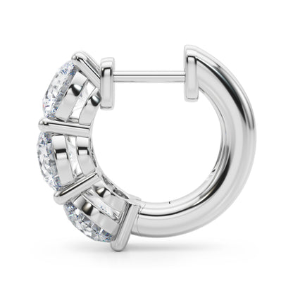 Three-Stone Diamond Huggie Earrings – 0.96 ct