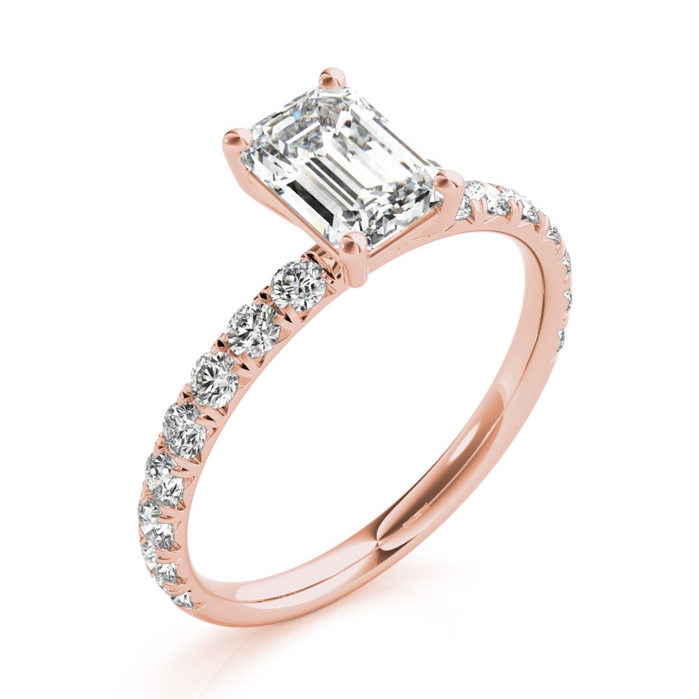 Karina Emerald-cut Single Row Engagement Ring In 14k White Gold