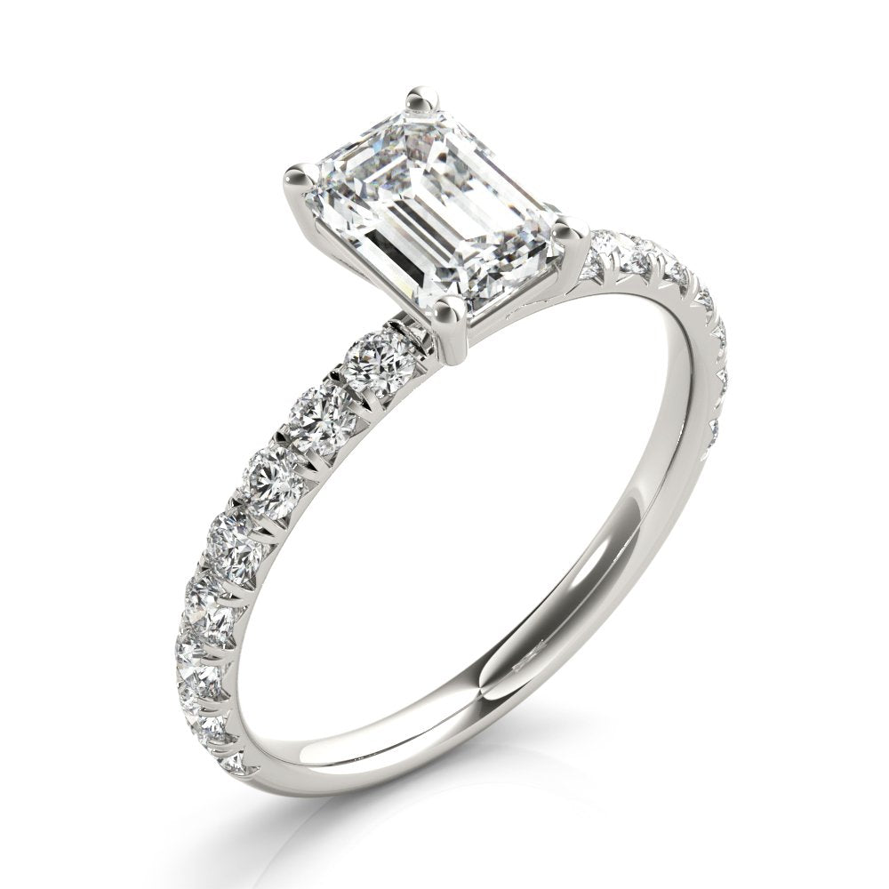Karina Emerald-cut Single Row Engagement Ring In 14k White Gold