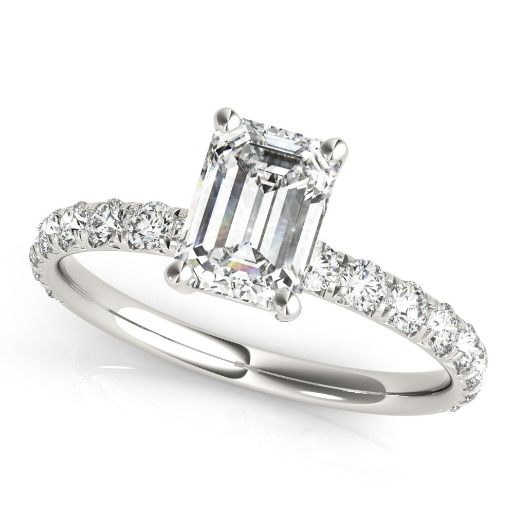 Karina Emerald-cut Single Row Engagement Ring In 14k White Gold