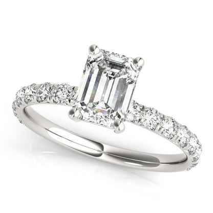 Karina Emerald-cut Single Row Engagement Ring In 14k White Gold