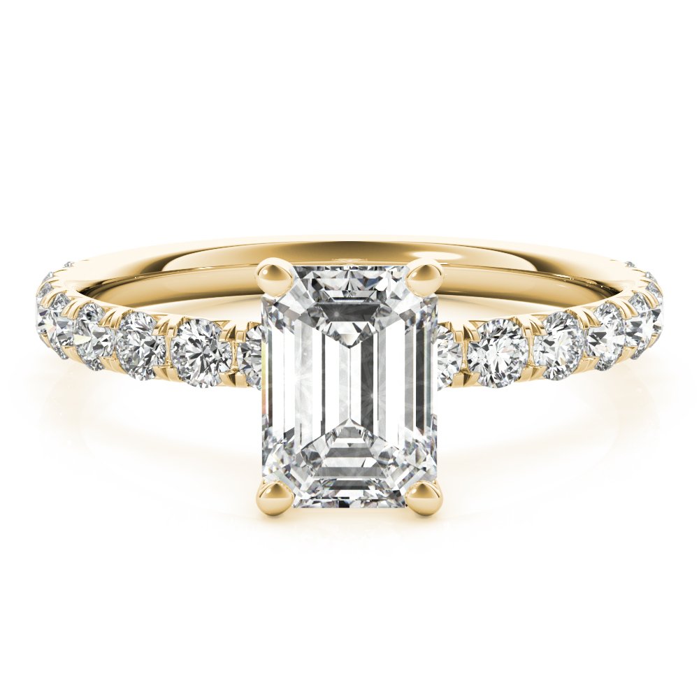 Karina Emerald-cut Single Row Engagement Ring In 14k White Gold