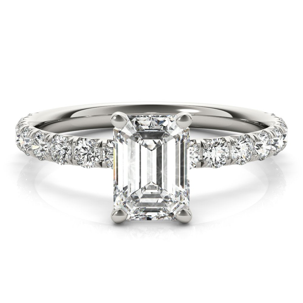 Karina Emerald-cut Single Row Engagement Ring In 14k White Gold