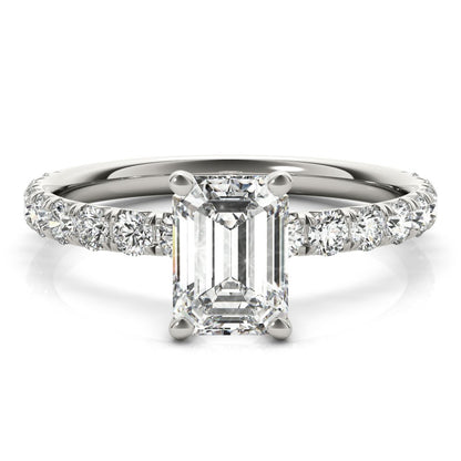 Karina Emerald-cut Single Row Engagement Ring In 14k White Gold