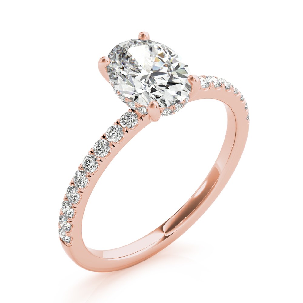 Ivy Oval Hidden Halo Engagement Ring In 14k White Gold