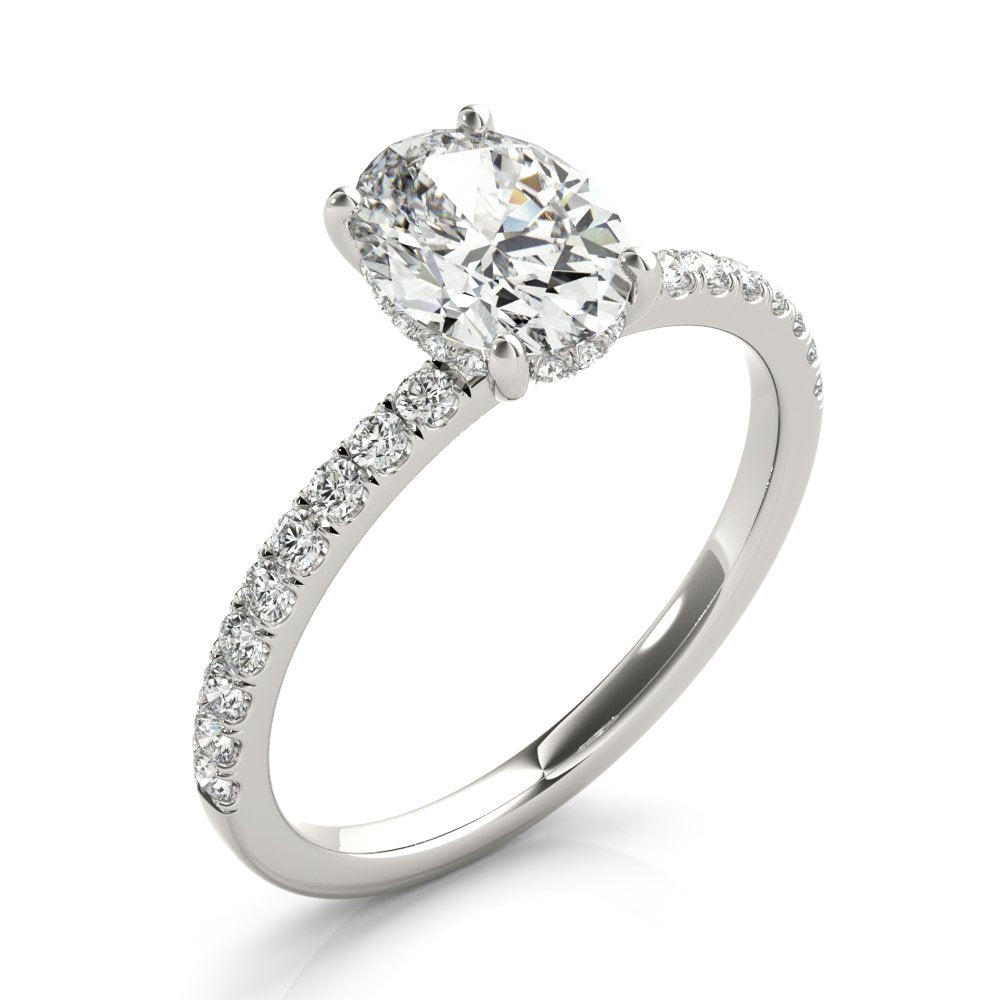 Ivy Oval Hidden Halo Engagement Ring In 14k White Gold