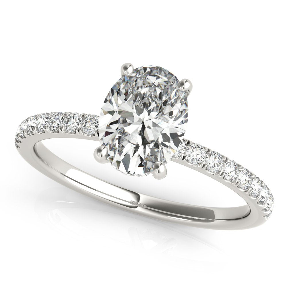 Ivy Oval Hidden Halo Engagement Ring In 14k White Gold
