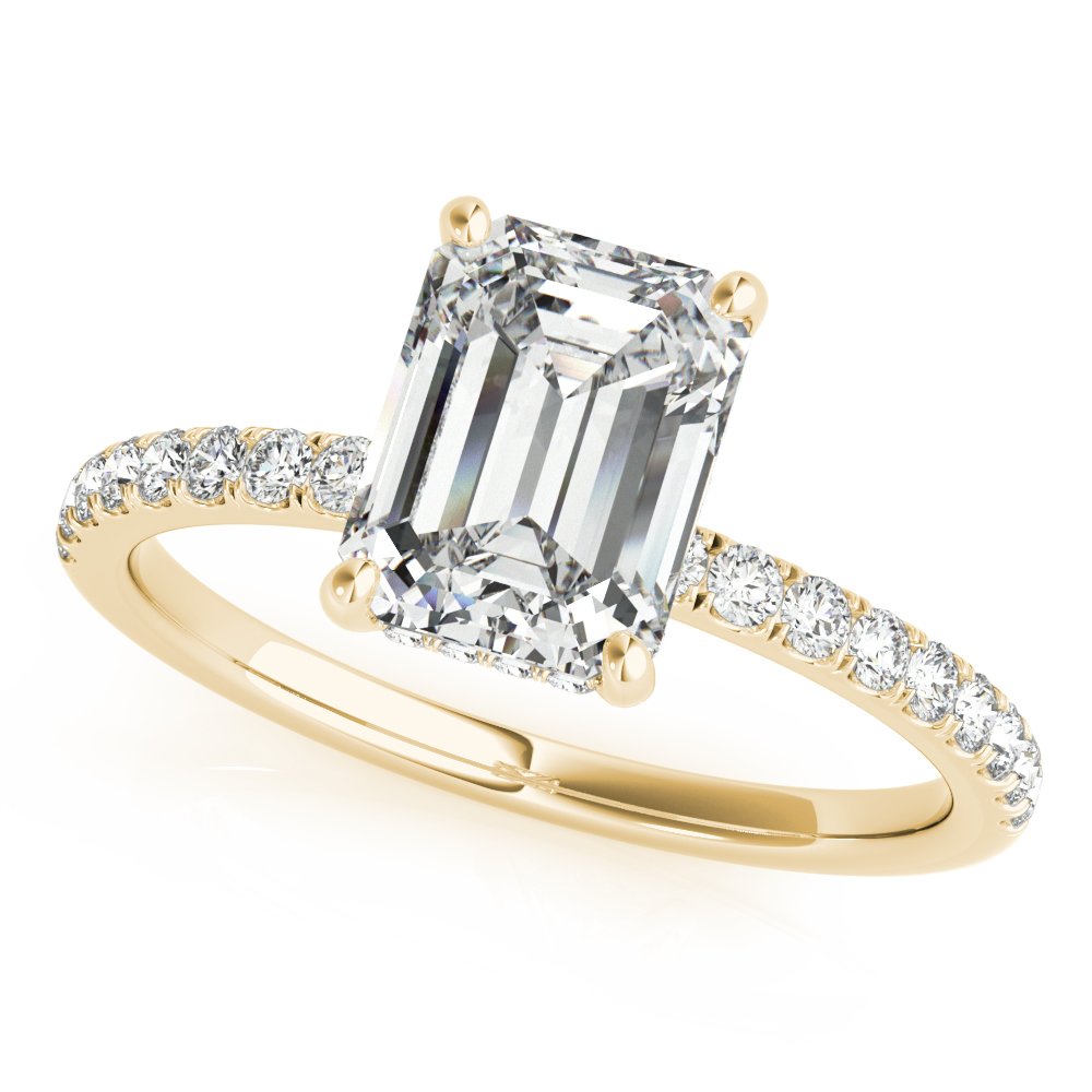 Jasmine Emerald Cut Hidden Halo Engagement Ring