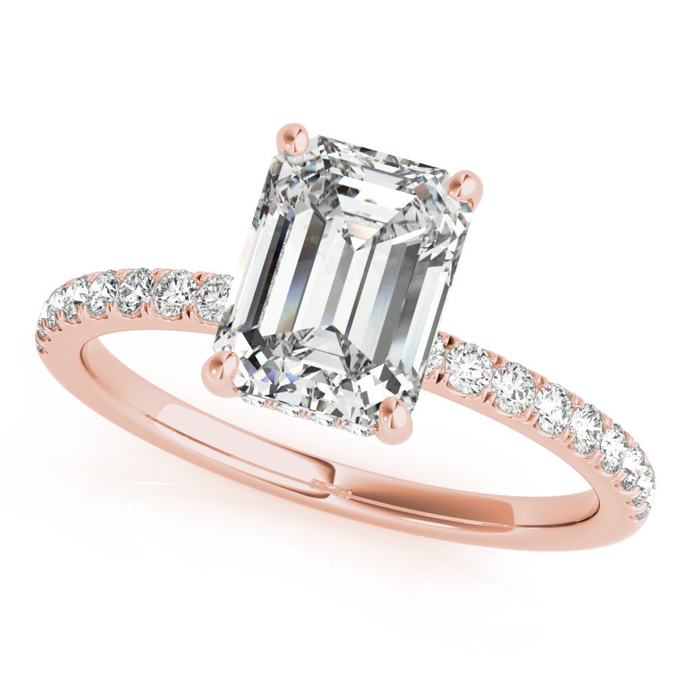 Jasmine Emerald-cut Hidden Halo Engagement Ring In 14k White Gold