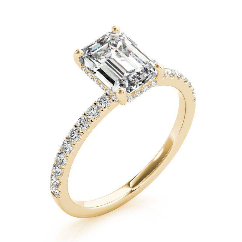 Jasmine Emerald Cut Hidden Halo Engagement Ring