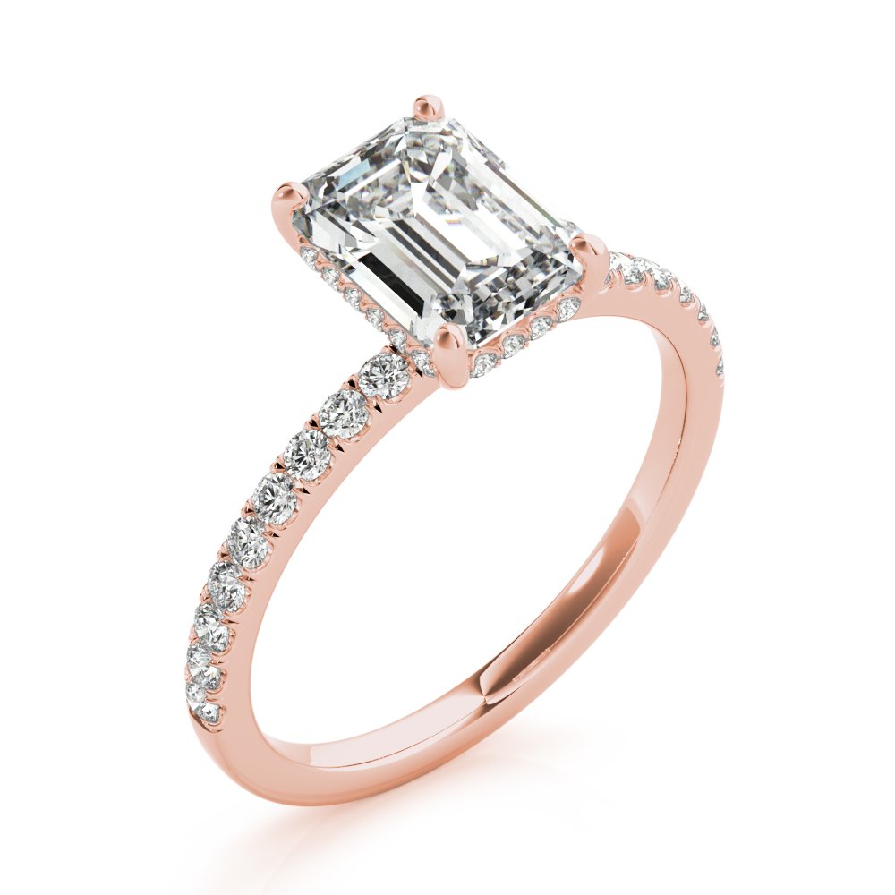 Jasmine Emerald-cut Hidden Halo Engagement Ring In 14k White Gold