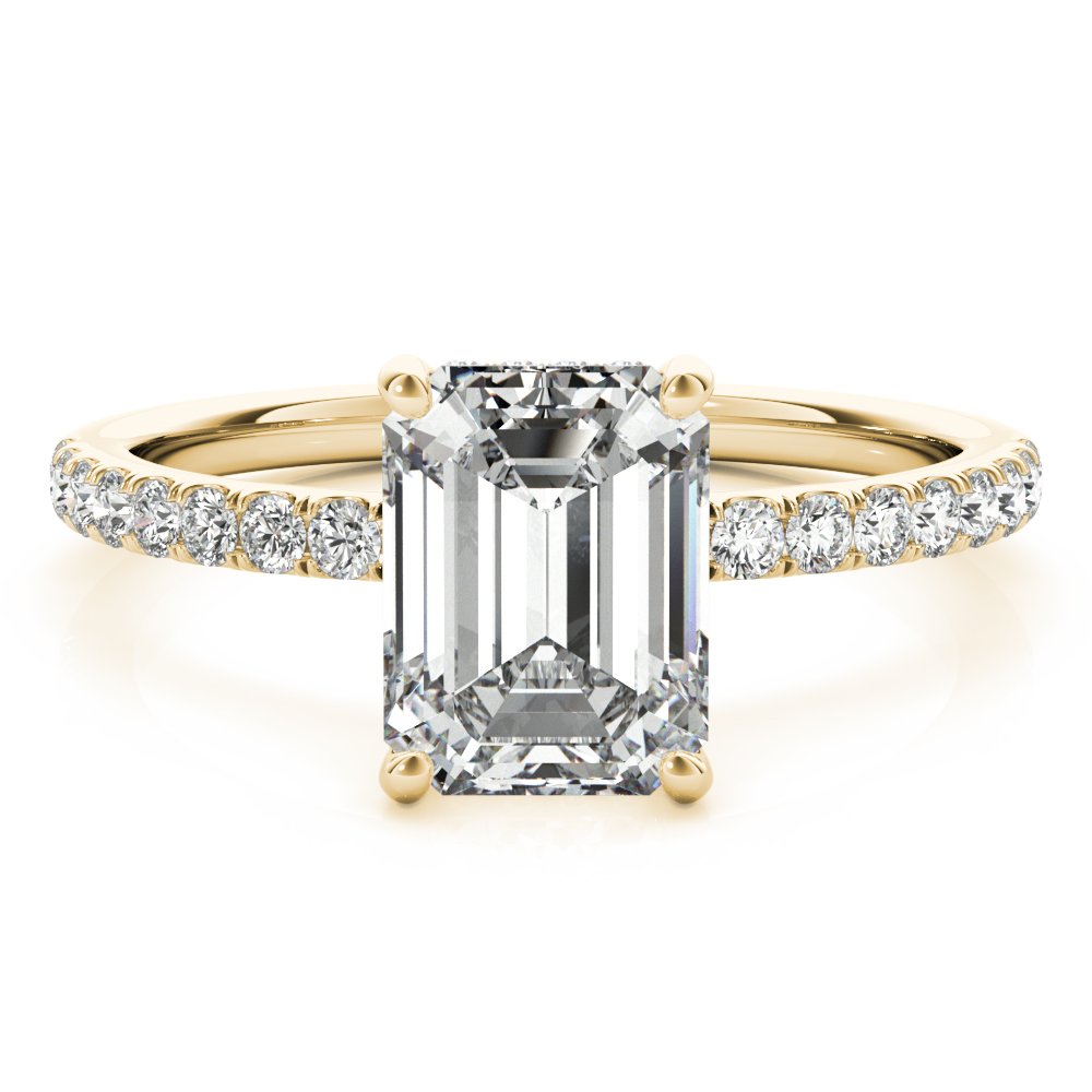 Jasmine Emerald-cut Hidden Halo Engagement Ring In 14k White Gold