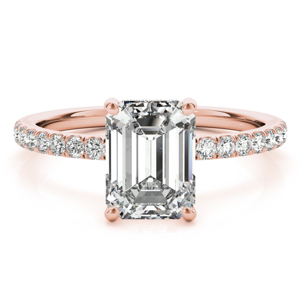Jasmine Emerald-cut Hidden Halo Engagement Ring In 14k White Gold