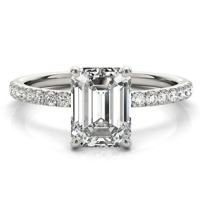 Jasmine Emerald-cut Hidden Halo Engagement Ring In 14k White Gold