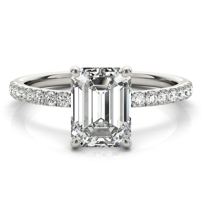 Jasmine Emerald Cut Hidden Halo Engagement Ring